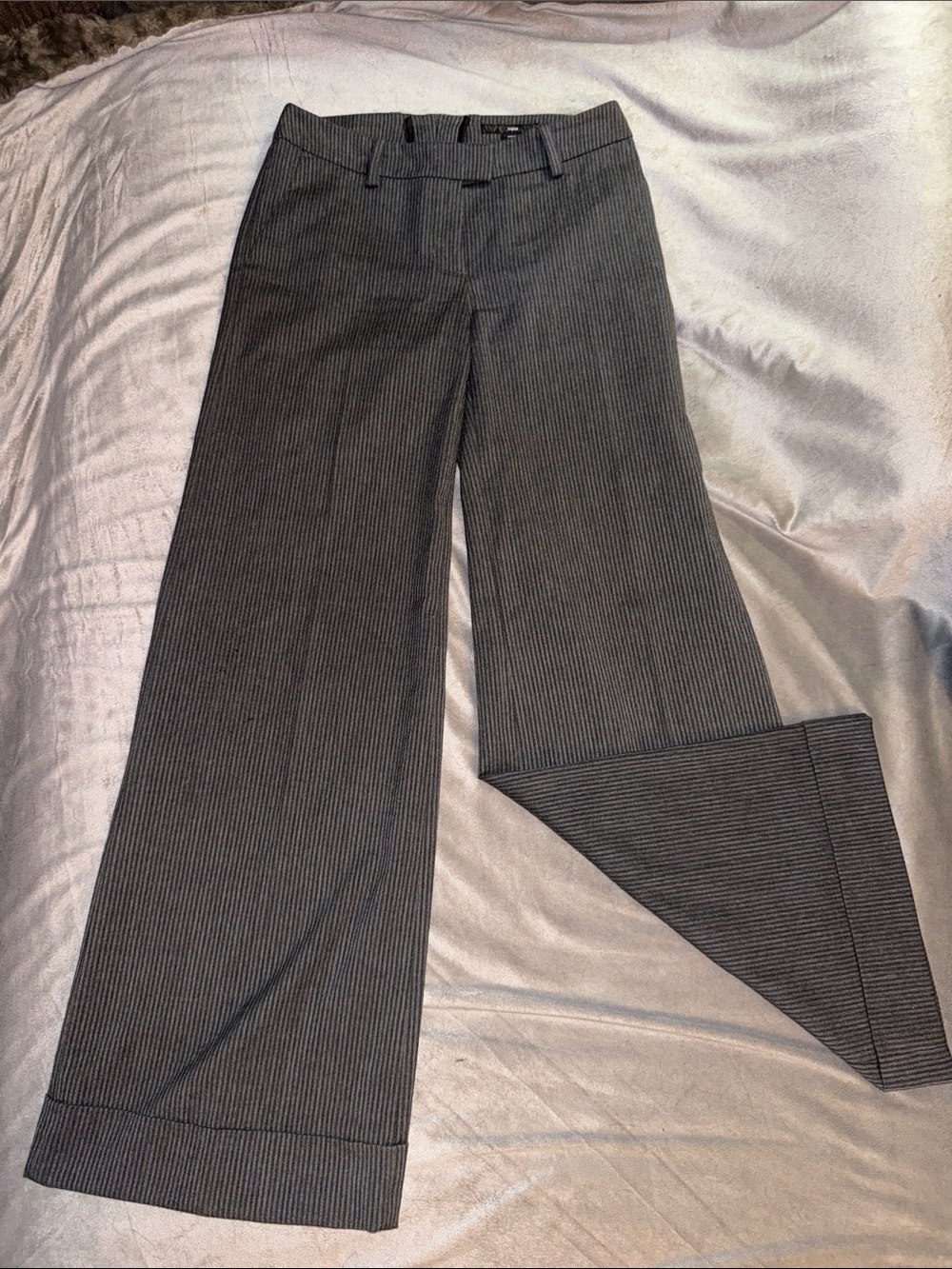 H&M Women's Pinstriped Wide-Leg Trousers — Black and Gray